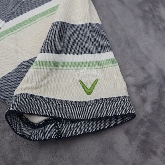 Callaway Shirt Mens L Gray Multicolor Striped Polo Sport Short Sleeve LOGO - Picture 9 of 16